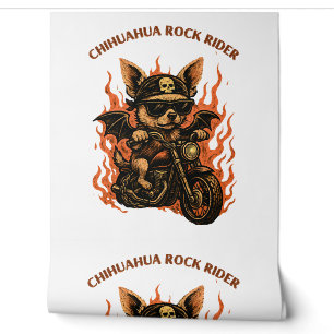 Papier Peint Chien biker Chihuahua sur moto avec des flammes