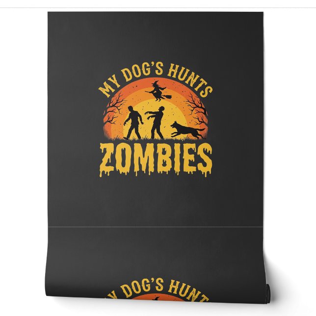 Papier Peint Chien Chasse Les Zombies Design Halloween (Déroulement)
