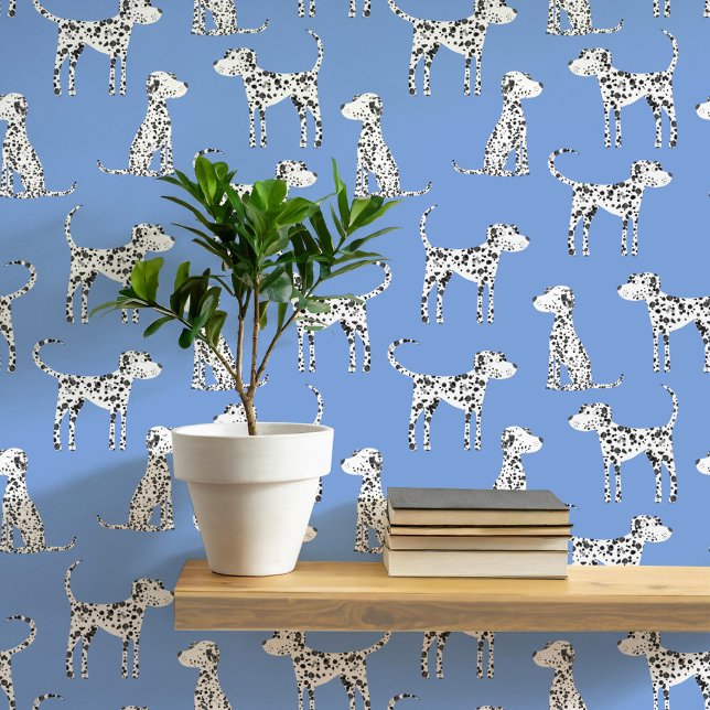 Papier Peint Chien dalmate Motif bleu (Fun Dalmatian dog peel and stick art wallpaper for animal and pet lovers)