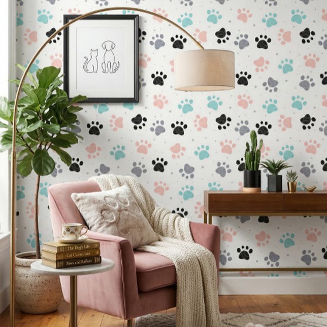 Papier Peint Chien Empreinte de patte Motif Salle blanche (Créateur téléchargé)