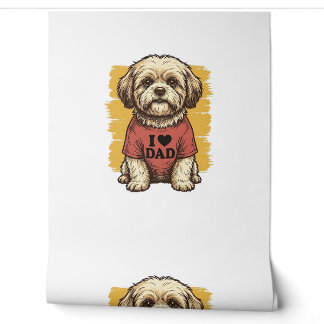 Papier Peint Chien Mignon J'Aime Papa Gravure Vintage Vector De