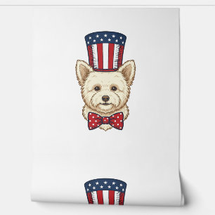 Papier Peint Chien Patriotique Chapeau Haut de Forme Vintage De