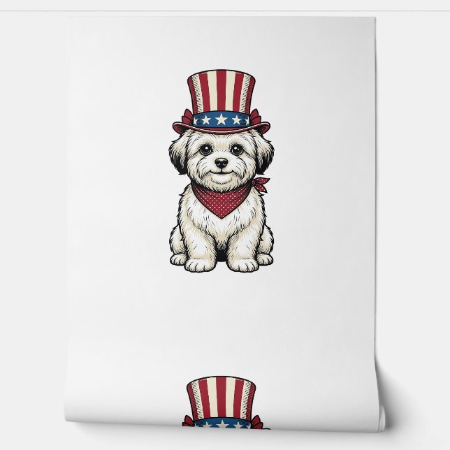 Papier Peint Chien Patriotique Gravure Vintage Design Vectoriel (Déroulement)