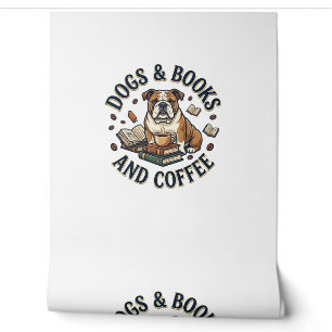 Papier Peint Chiens Livres Café Bulldog Pile Tasse_1