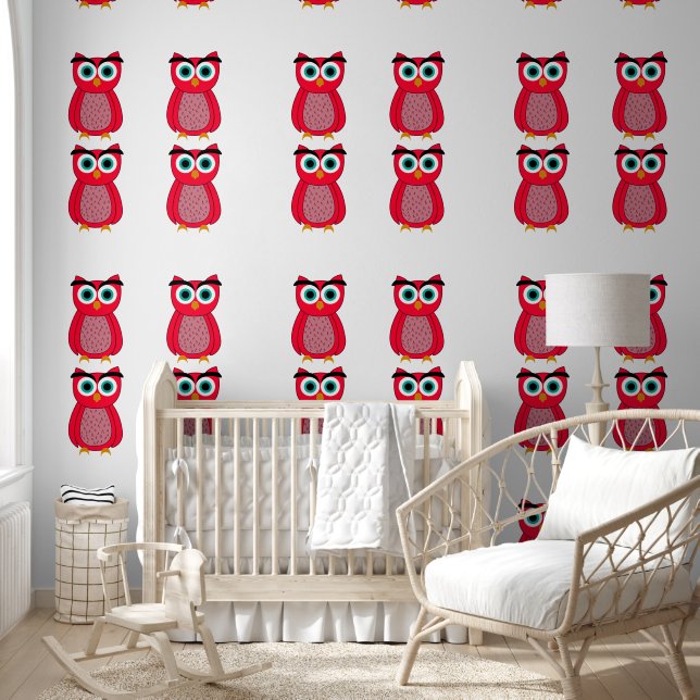 Papier Peint Chouette Rose Mignonne (Enfants)