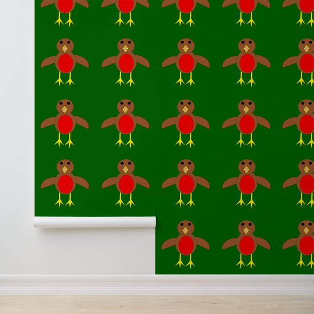 Papier Peint Christmas Robin Patterned (Application)