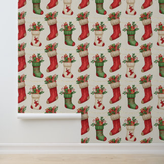 Papier Peint Christmas Stockings Seamless Pattern