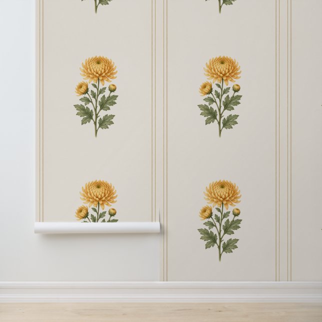Papier peint chrysanthème, fleur de naissance de n (Application)