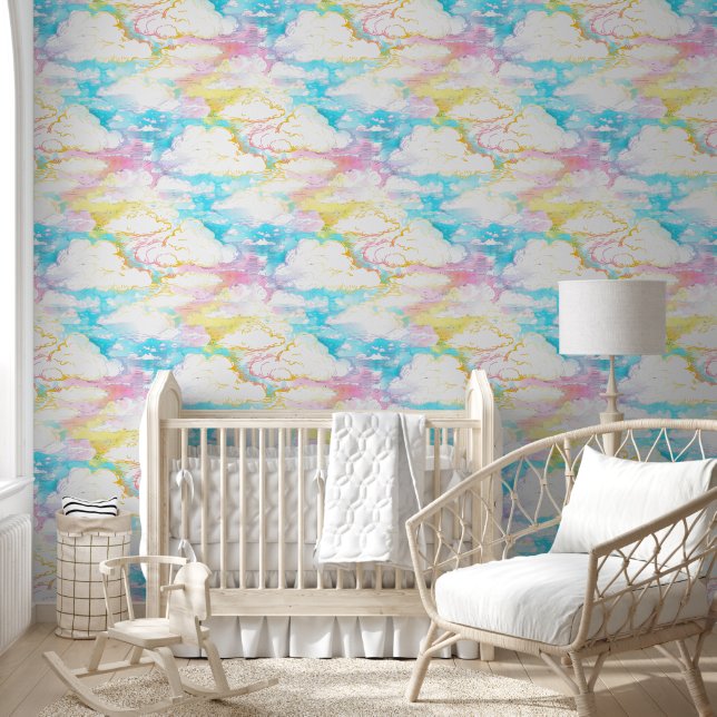 Papier Peint Ciel charmant Nuages - Motif sans couture 7 (Enfants)