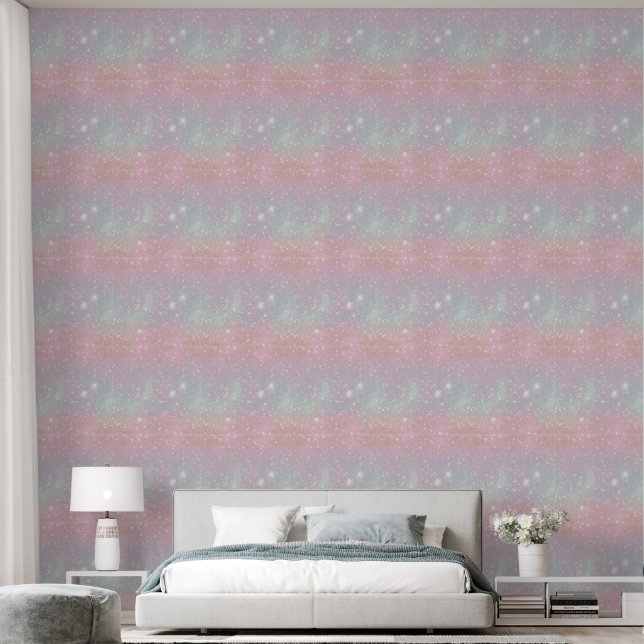 Papier Peint Ciel Étoilé Rose Bleu Plafond (Chambre à coucher)