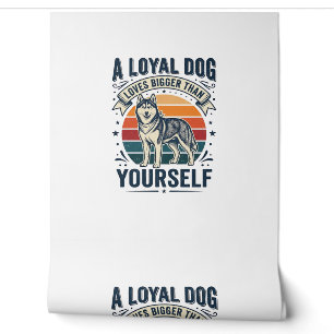 Papier Peint Citation de chien Husky Gravure vintage Design pou