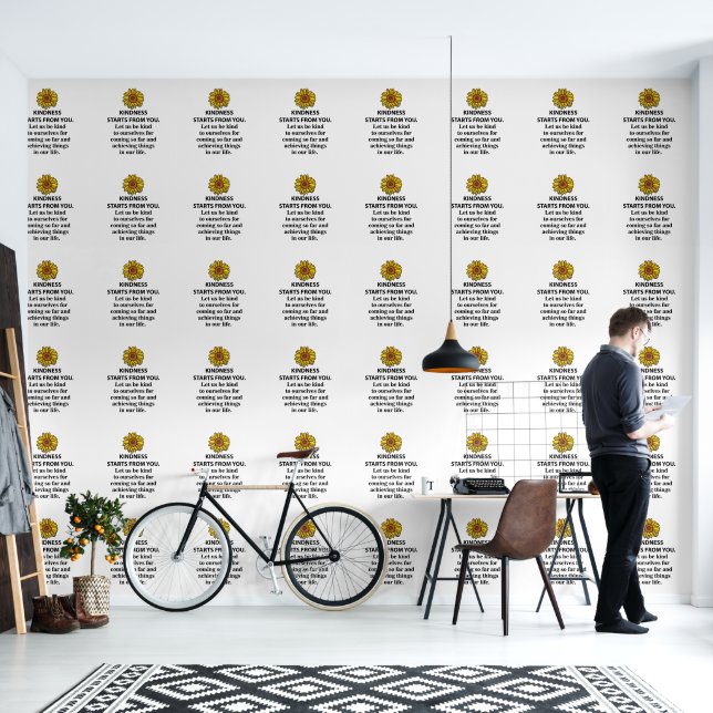 Papier Peint Citation Inspiration Kindness Sunflower (Salon)