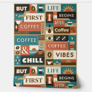 Papier Peint Citations de café coloré