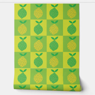 Papier Peint Citron vert et jaune à carreaux