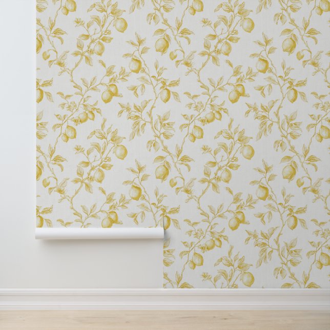Papier Peint Citrons jaunes blancs chic (Application)