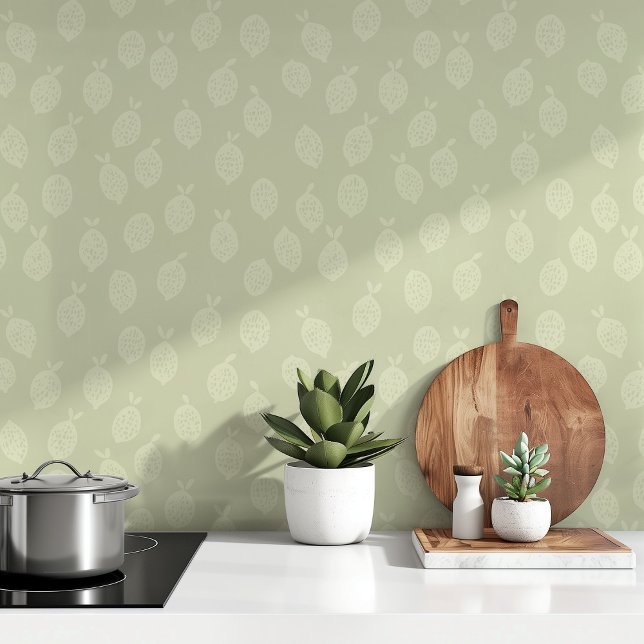 Papier Peint Citrons tranquilles : Sage doux et Crème minimalis (Créateur téléchargé)