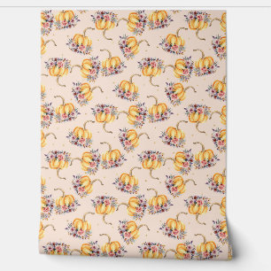 Papier Peint Citrouille pastel peach or polka dot fleurs chute