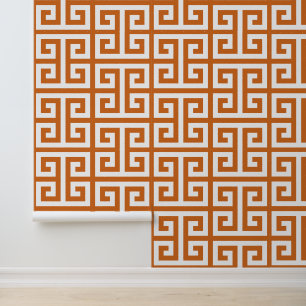 Papier Peint Citrouille Pie Orange et Blanc Grande Clé Grecque