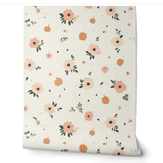 Papier Peint Citrouilles et fleurs (Déroulement)