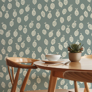 Papier Peint Citrus serène : Vert minimaliste et citron crème