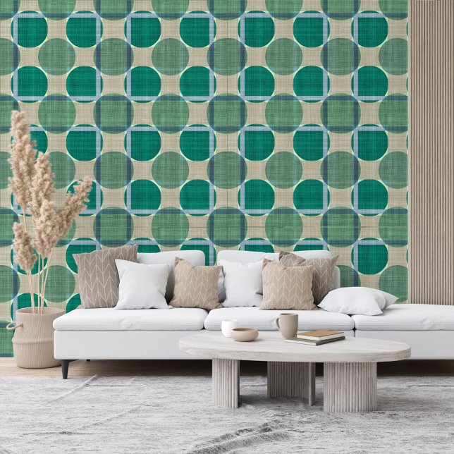 Papier Peint Clair Vert foncé Bleu Beige Gris Plaid Motif (Créateur téléchargé)