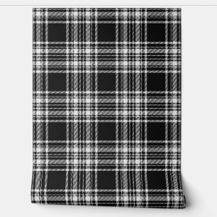 Papier Peint Clan écossais tartan noir et blanc Stewart