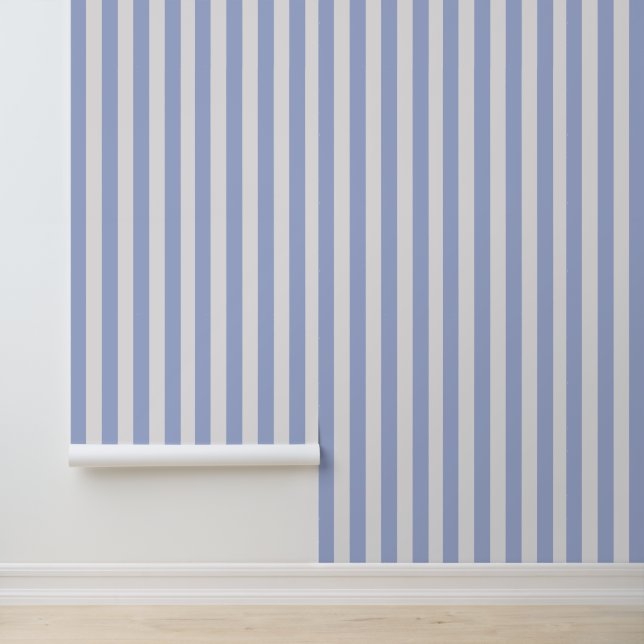 Papier Peint Classé Côtier Chic Bleu Clair Bleu Blancs (Application)