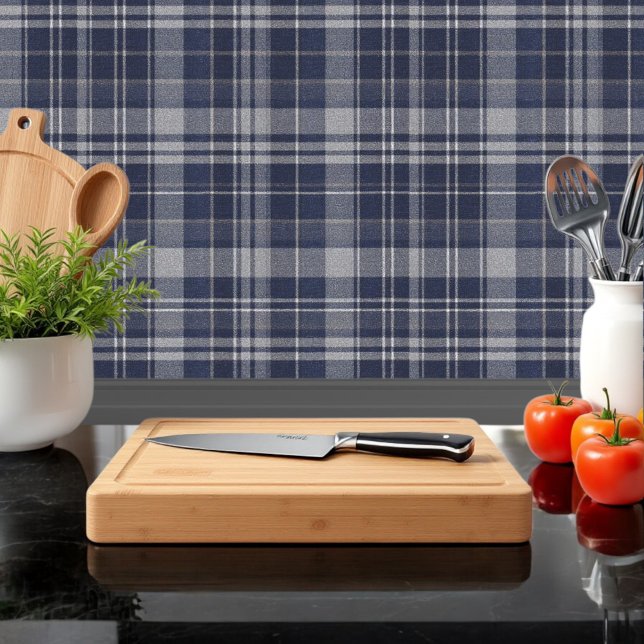 Papier Peint Classic Check Plaid Marine bleu et ardoise (Créateur téléchargé)