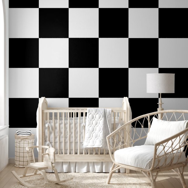 Papier Peint [Classic Checkerboard] Carrés noir et blanc de 12  (Enfants)