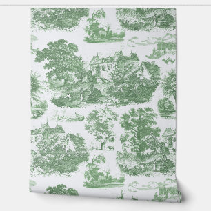 Papier Peint Classic Sage Green Vintage French Chateau Toile
