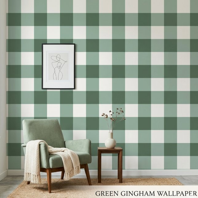 Papier peint classique à carreaux vert sauge esthé (Créateur téléchargé)