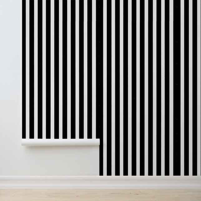 Papier Peint Classique rayé noir et blanc élégant (Application)