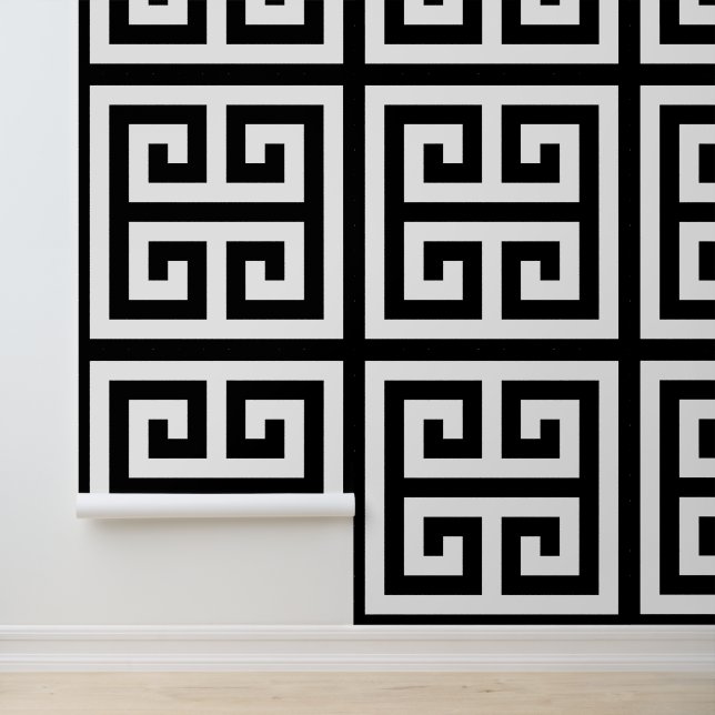 Papier Peint Clé grecque énorme noir et blanc (Application)
