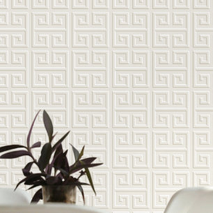 Papier Peint Clé grecque géométrique Motif blanc
