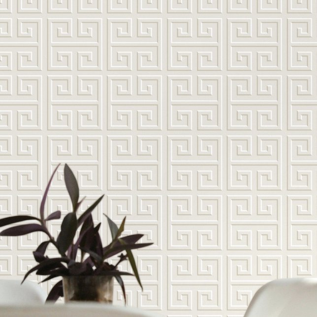 Papier Peint Clé grecque géométrique Motif blanc (Créateur téléchargé)