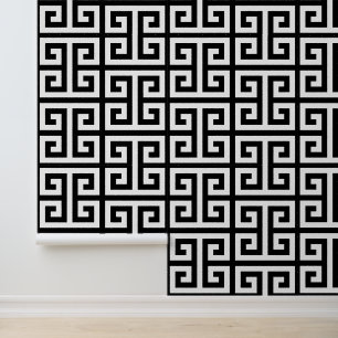 Papier Peint Clé grecque grande noir et blanc