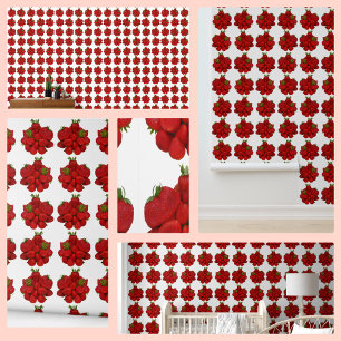 Papier Peint Clusters de fraises rouges Photographie blanc