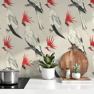 Papier Peint Cockatoès gras sur toile neutre