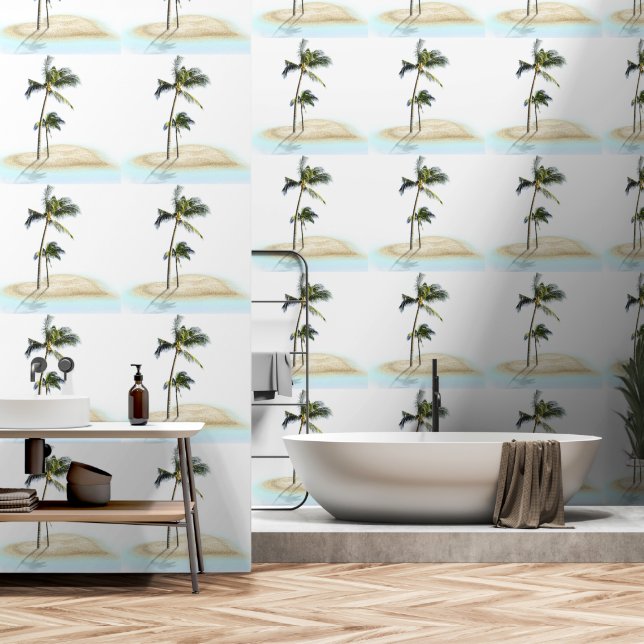 Papier Peint Cocotier sur la plage (Salle de bain)
