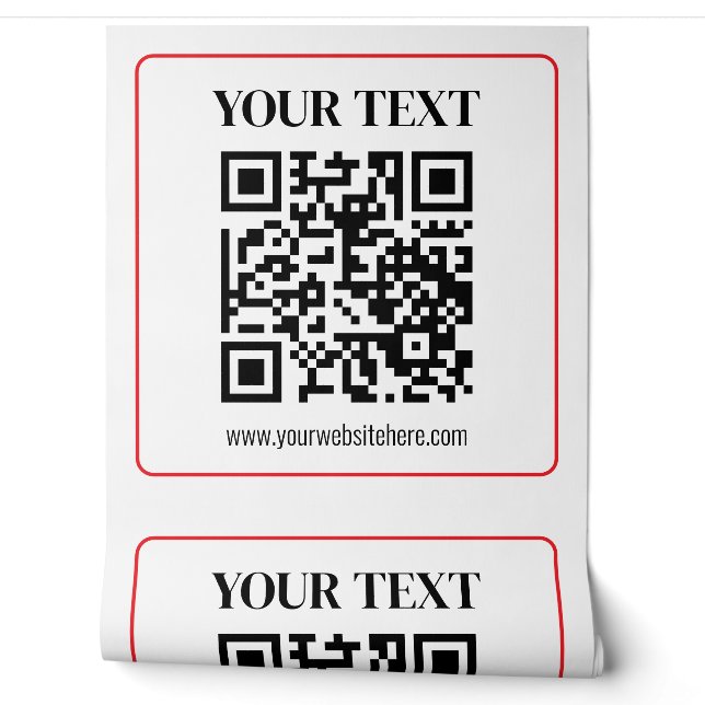 Papier Peint Code QR simple noir et blanc avec bordure rouge (Déroulement)