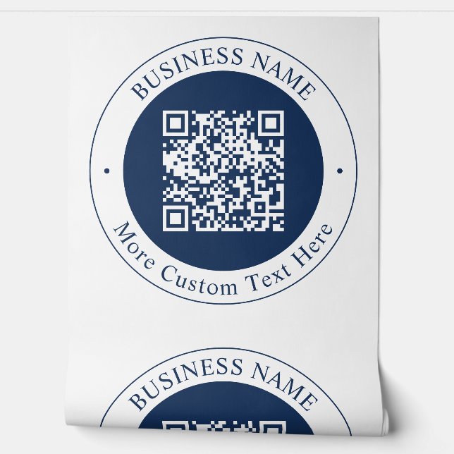 Papier Peint Code QR & Texte personnalisables | Bleu marine fon (Déroulement)