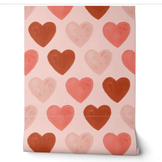 Papier Peint Cœur peint à la main rouge et rose romantique