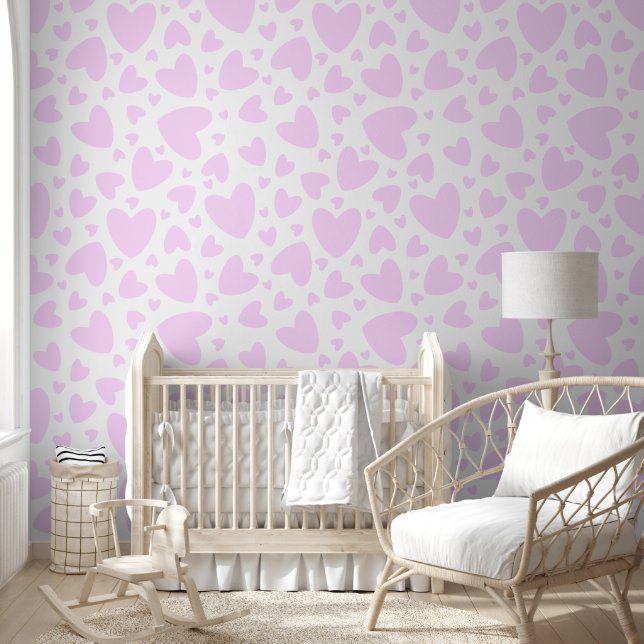 Papier Peint Coeurs d'amour roses | Cute Baby Nursery Et Salle  (Enfants)