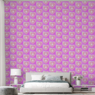 Papier Peint Coeurs roses colorés Élégant Motif décalé