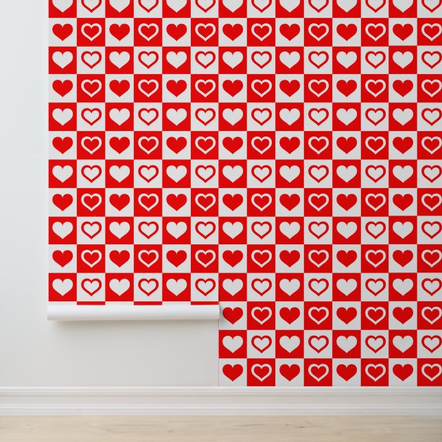 Papier Peint Coeurs rouges et blancs (Application)