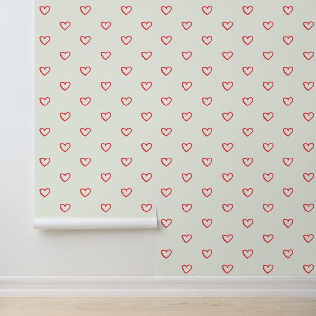 Papier Peint Coeurs rouges Motif, mignonne, amour (Application)