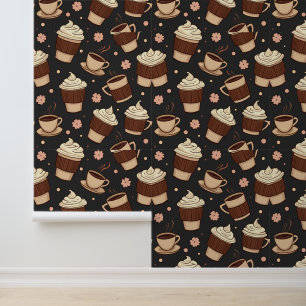 Papier Peint Coffee Shop Dreams : Whimsical Latte Motif Design