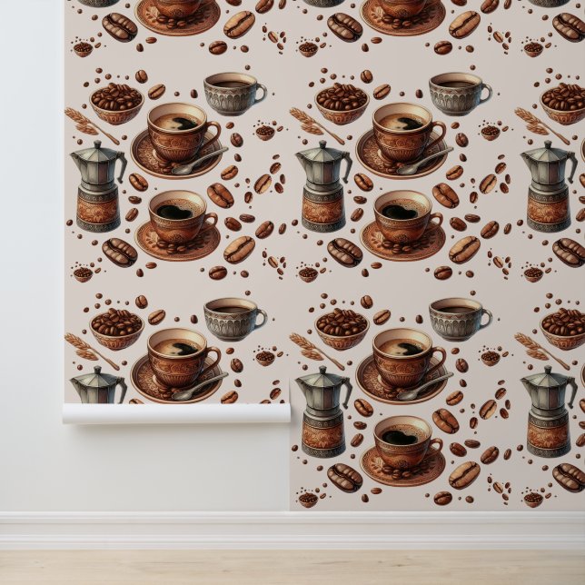 Papier peint Coffeecore Sticky Feature Mur Cuisine (Application)