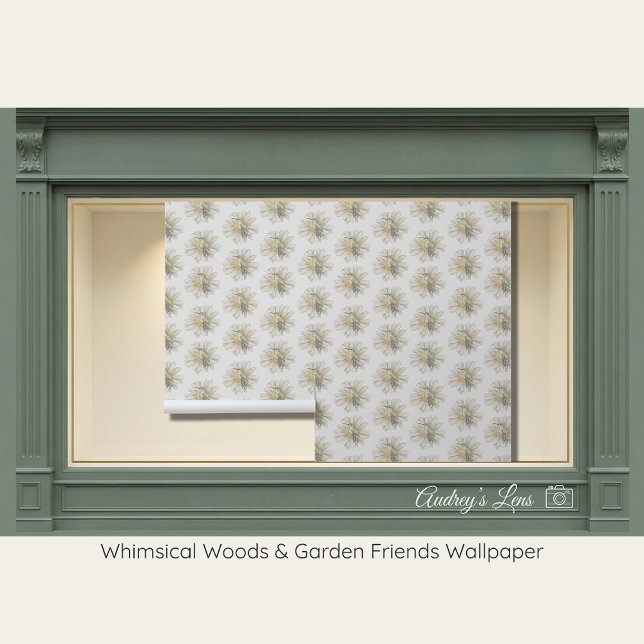 Papier Peint Colibri | Fond floral blanc (Créateur téléchargé)