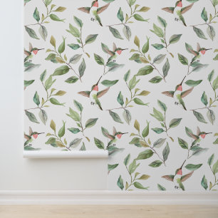 Papier Peint Colibris Aquarelle Vignes